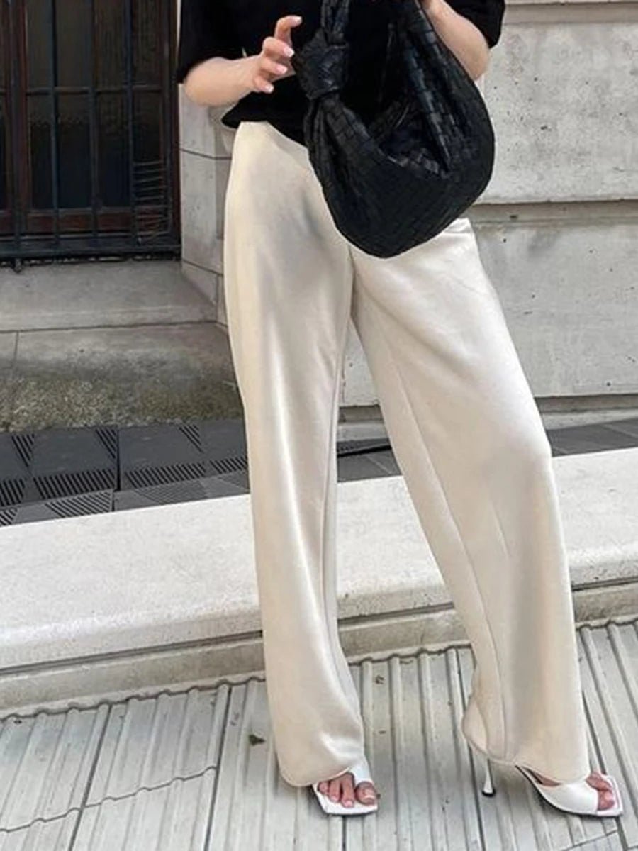 Pantaloni sartoriali palazzo in raso Wendy
