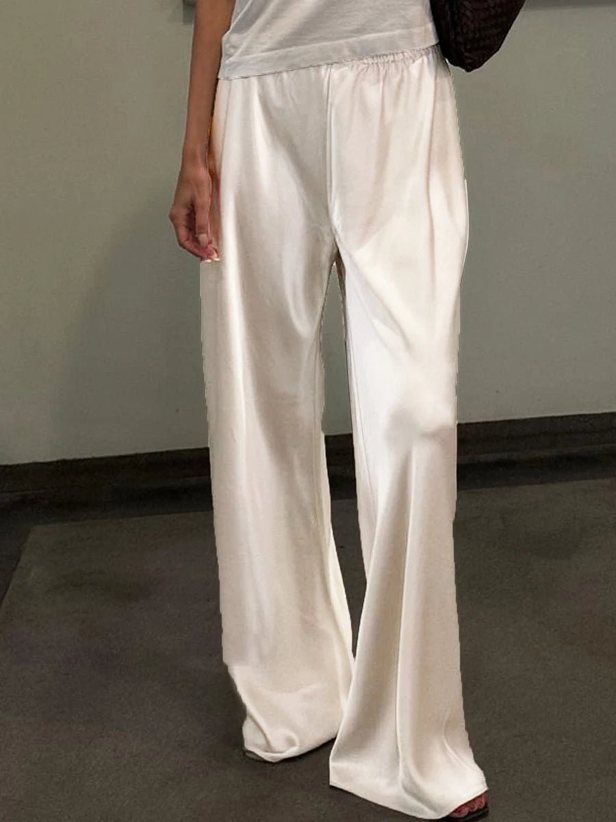 Pantaloni sartoriali palazzo in raso Wendy