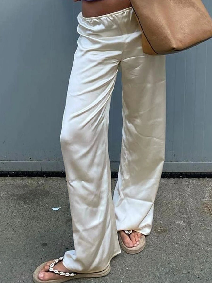 Pantaloni sartoriali palazzo in raso Wendy