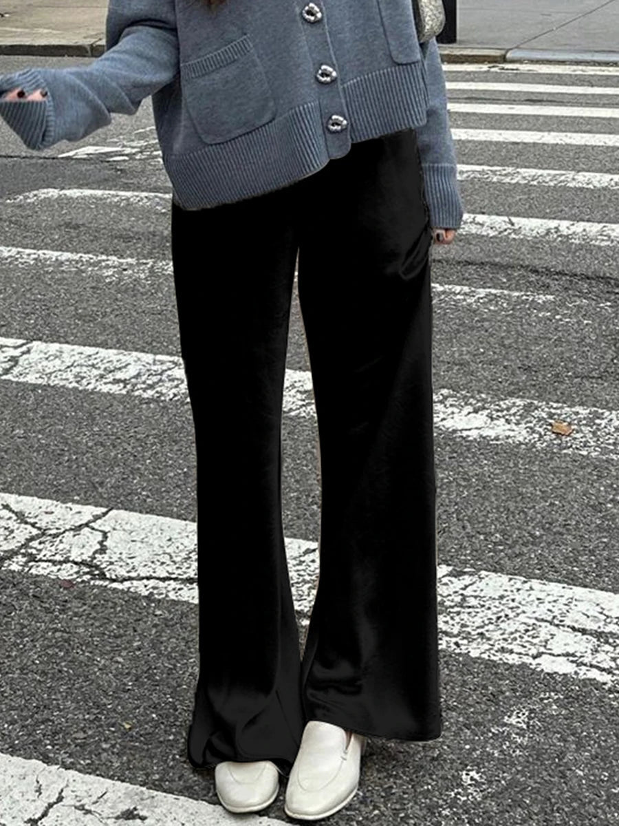 Pantaloni sartoriali palazzo in raso Wendy