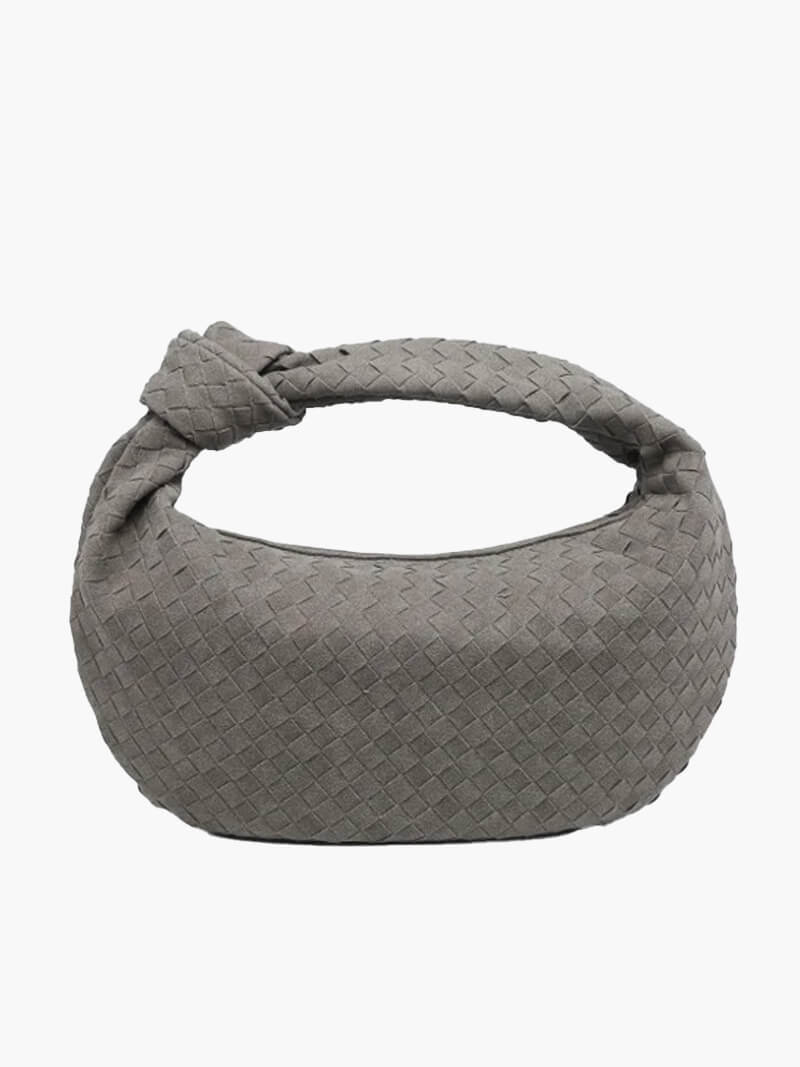 Borsa intrecciata media in camoscio