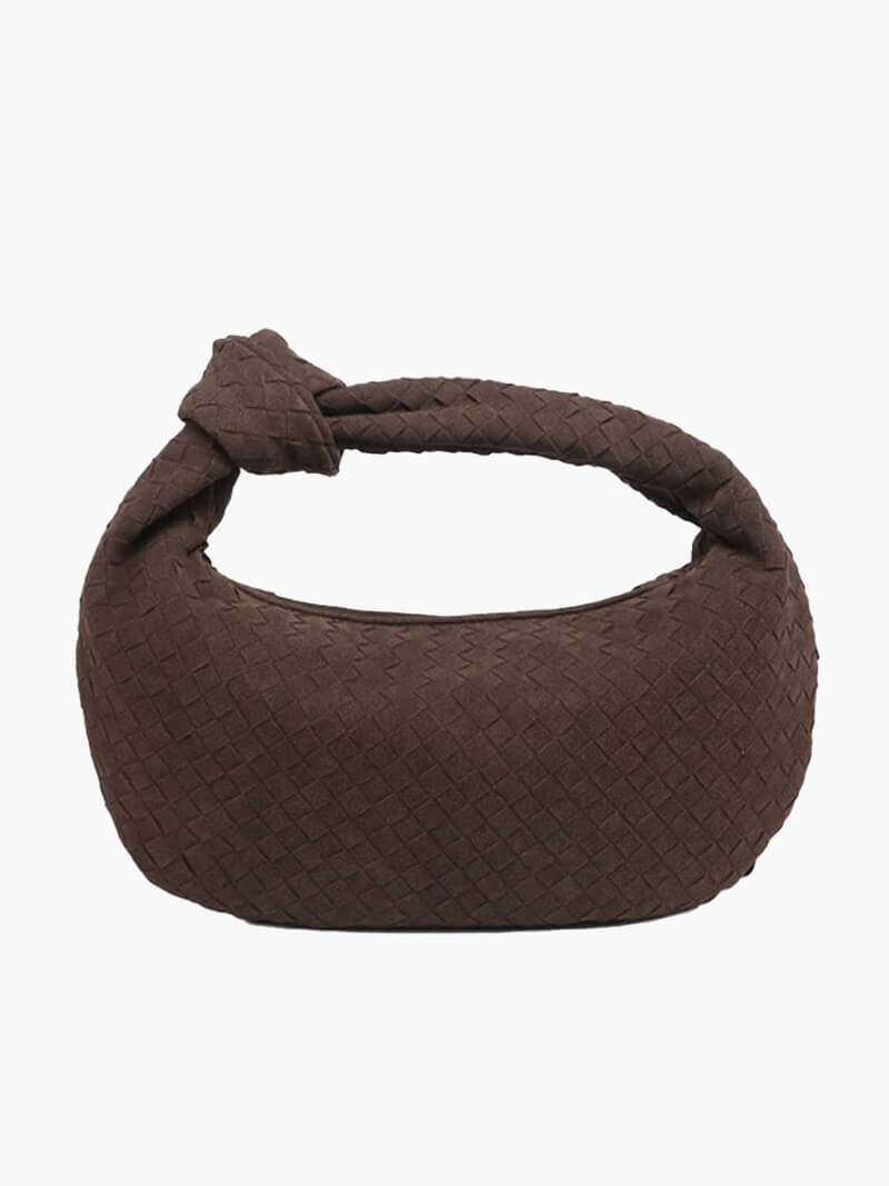 Borsa intrecciata media in camoscio