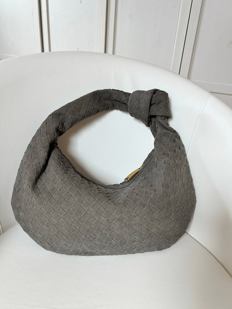 Borsa intrecciata media in camoscio