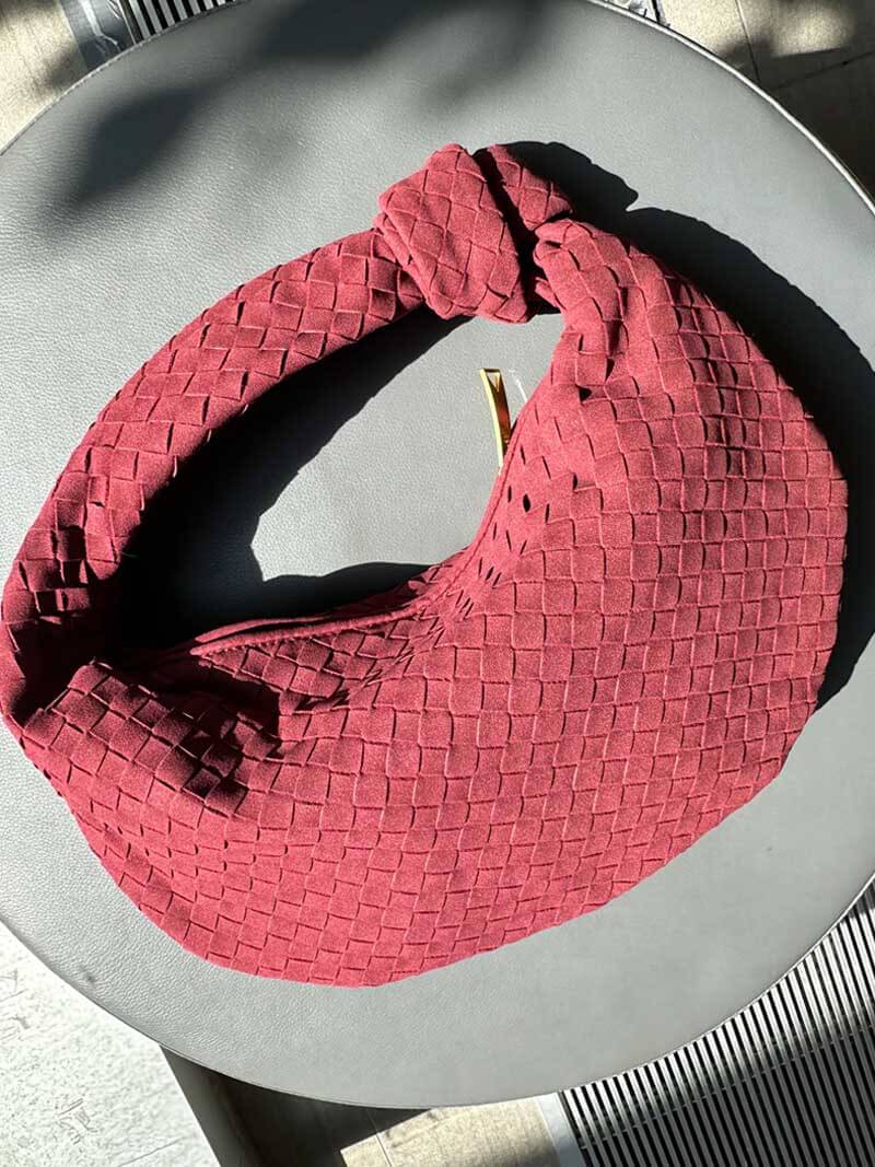 Borsa intrecciata media in camoscio