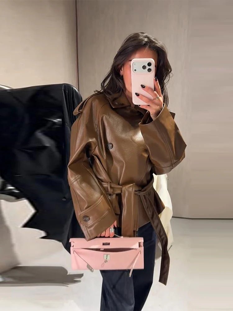 Trench Xylia in ecopelle con cintura