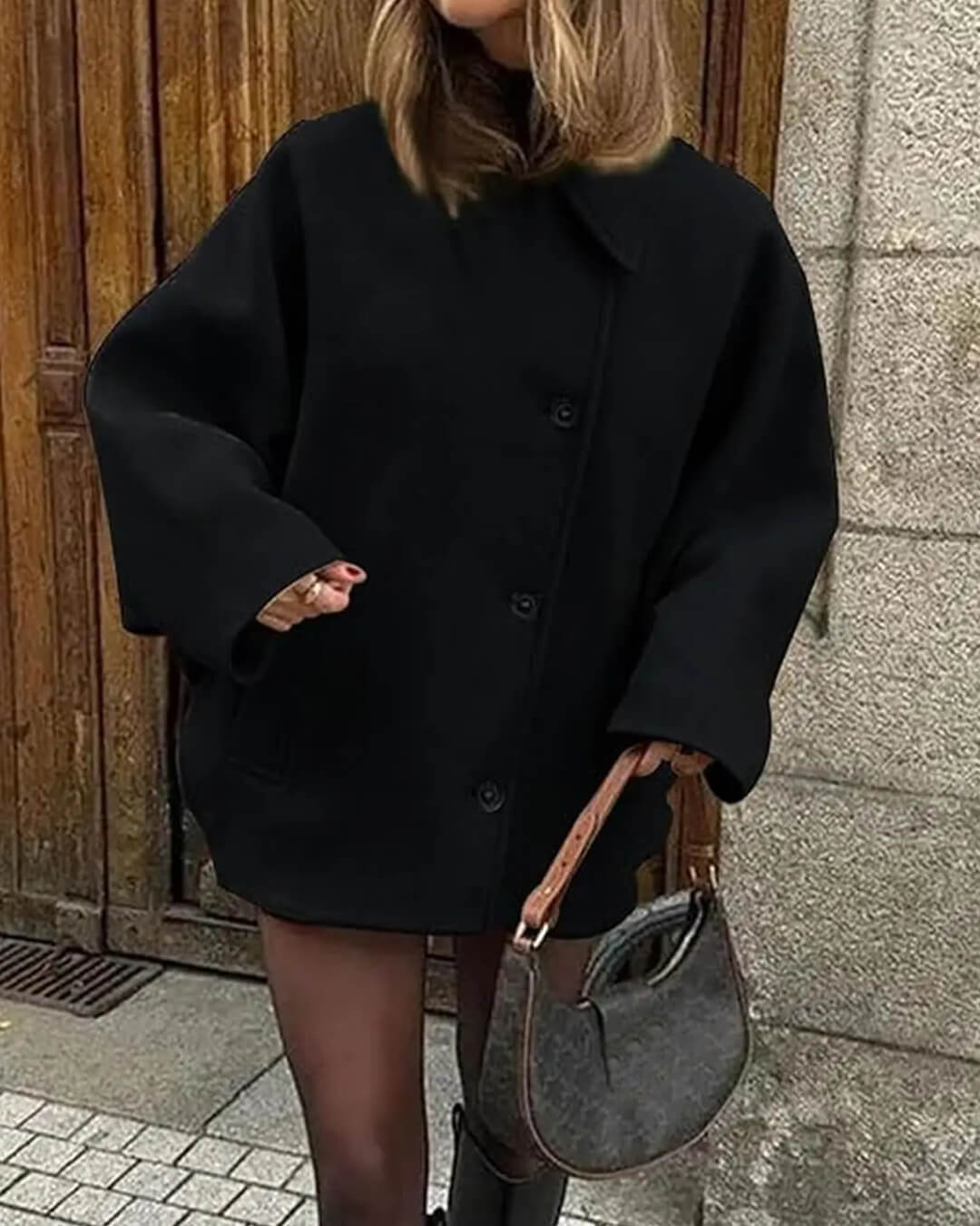 Cappotto ampio con colletto Yalena