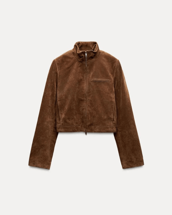 Yza Suede Cropped Bomber Jacket