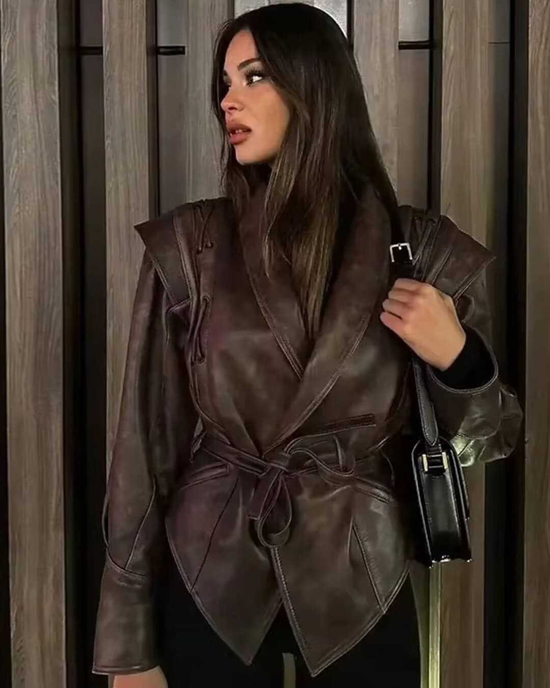 Giacca biker in pelle Zyra