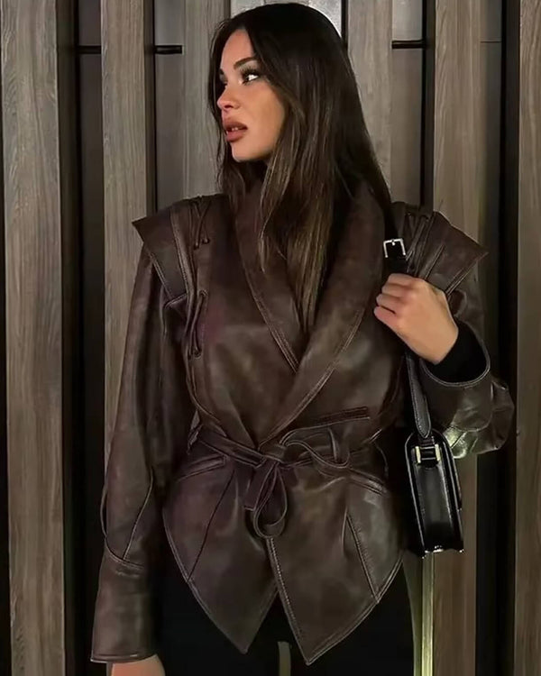 Giacca biker in pelle Zyra