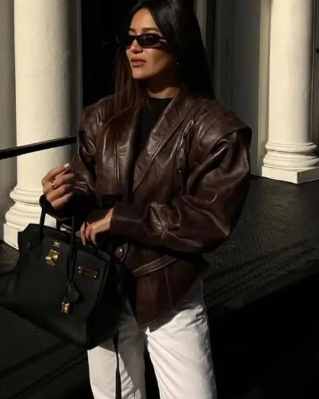 Giacca biker in pelle Zyra