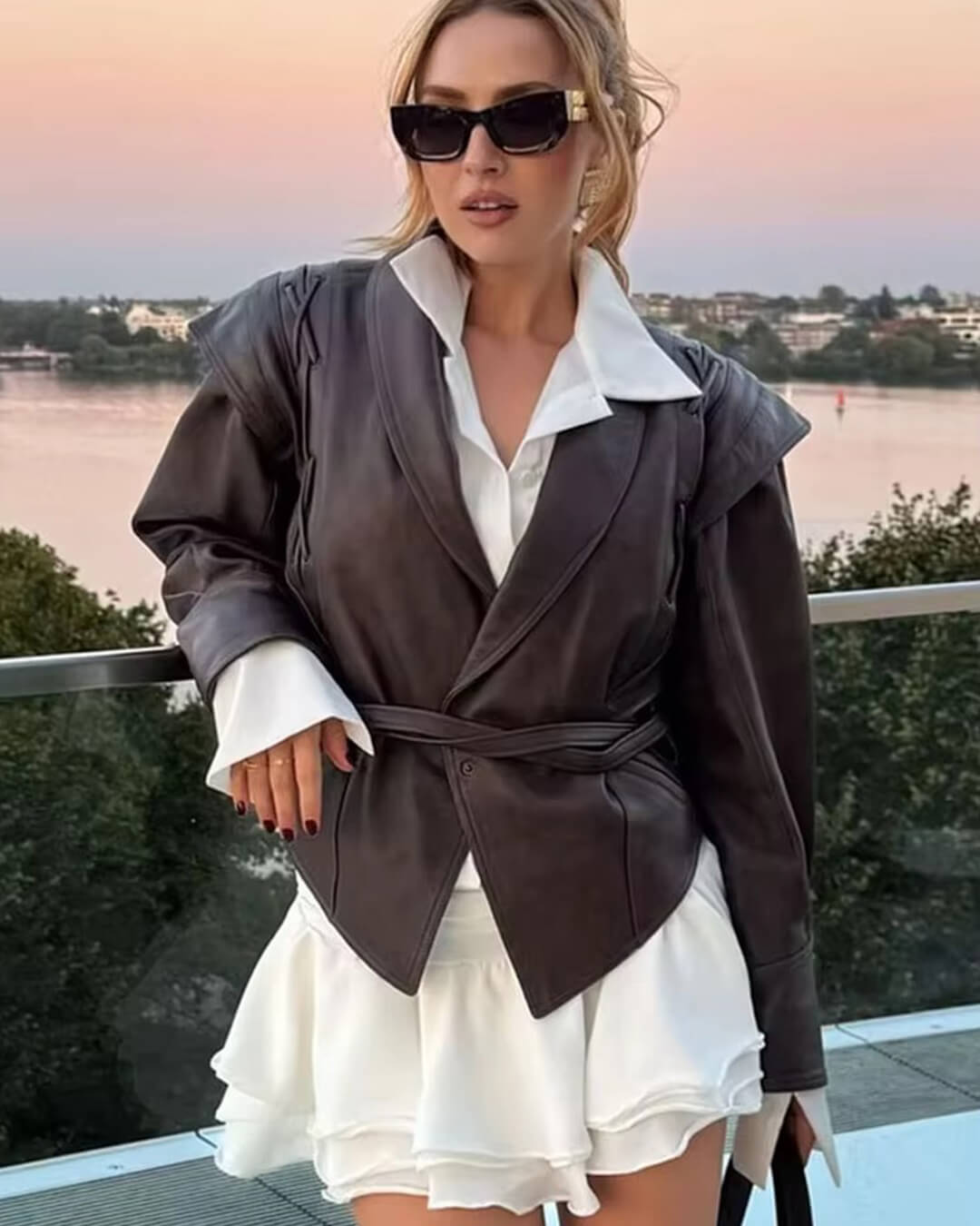 Giacca biker in pelle Zyra