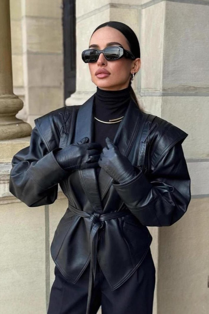 Giacca biker in pelle Zyra