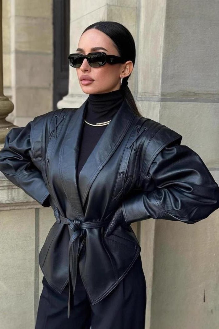 Giacca biker in pelle Zyra