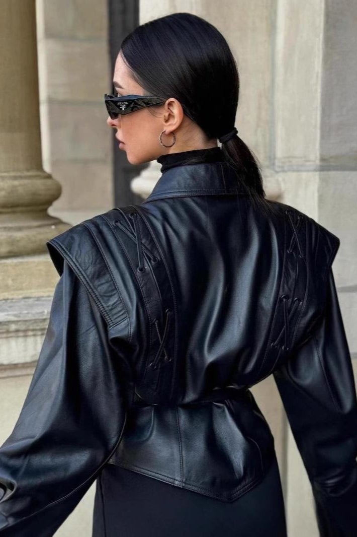 Giacca biker in pelle Zyra
