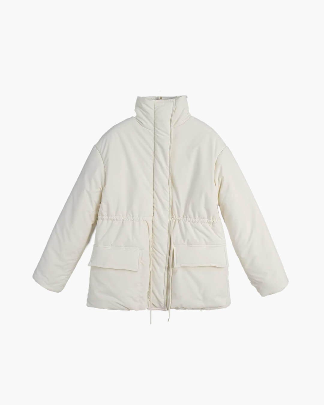 Oda Stand-Collar Padded Coat in ivory – product shot