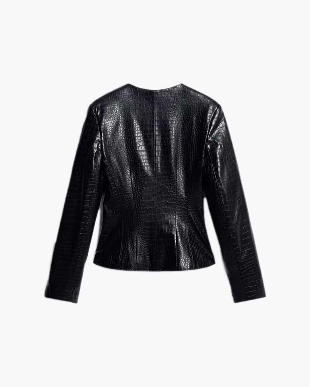 Ragna Croc-Effect Faux Leather Jacket in black – product shot