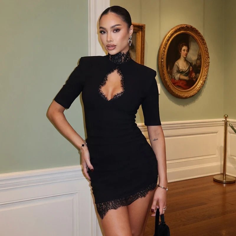 Ylva Cut-Out Lace Bodycon Mini Dress